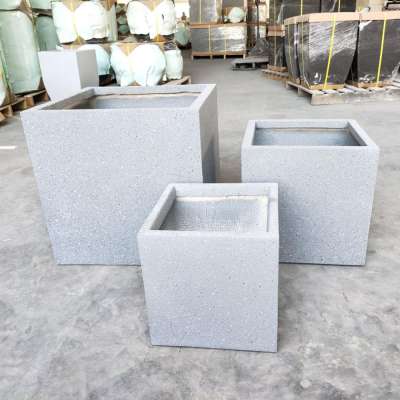 Outdoor hot quality light weight grey with dot fiber clay planter pots for hotel decorations