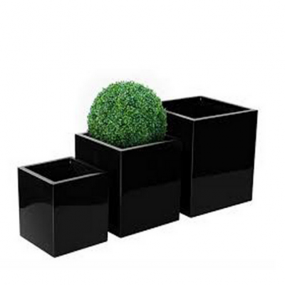 Hot selling light weight matt fiberglass square flower pots for garden and hotel decorations