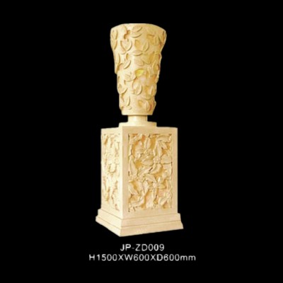 Garden decoration hand carved stone yellow pedestal for sale