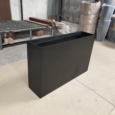 Landscaping outdoor light weight matt black rectangular fiberglass planters for wholesale